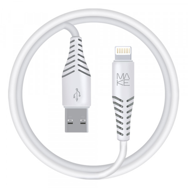 Фото - Кабель синхронизации данных MAKE USB to Lightning 2.4A 1м PVC White (MCB-LP1WH)