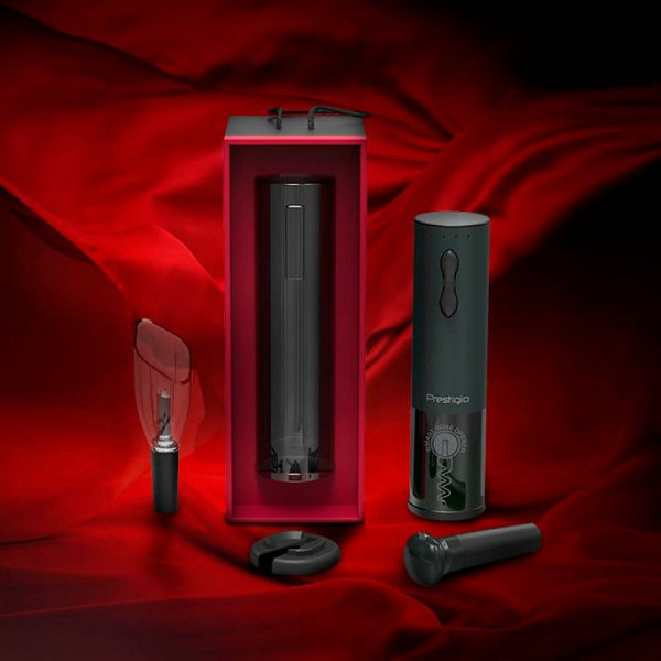 Фото - Набір для бара Prestigio Bolsena Electric Wine Opener Black (PWO101BK_EN)
