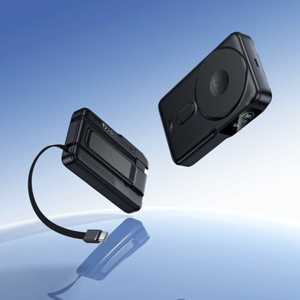 Фото - Батарея мобильная HOCO Q48 Core PD20W Magnetic з каб. Type-C + Lightning и подставкой 10000 mAh Black (715108)