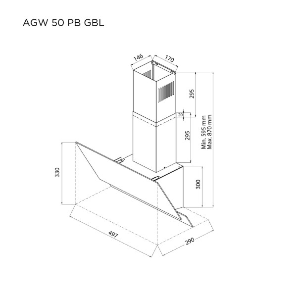 Фото - Вытяжка декоративная Pyramida AGW 50 PB GBL