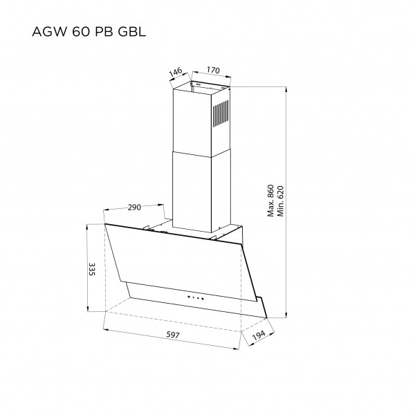 Фото - Витяжка декоративна Pyramida AGW 60 PB GBL