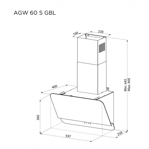 Фото - Витяжка декоративна Pyramida AGW 60 S GBL