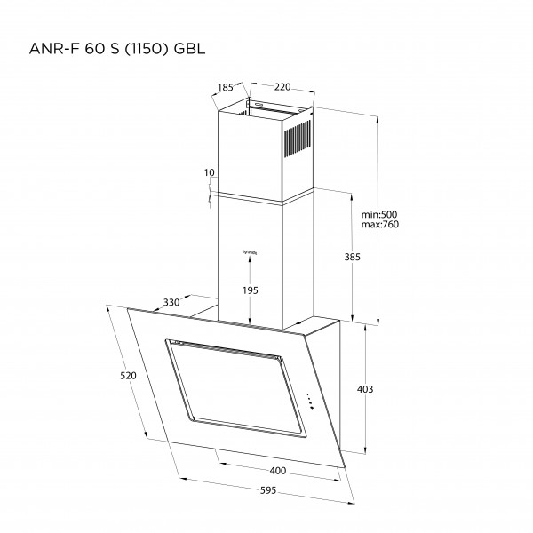 Фото - Витяжка декоративна Pyramida ANR-F 60 S (1150) GBL