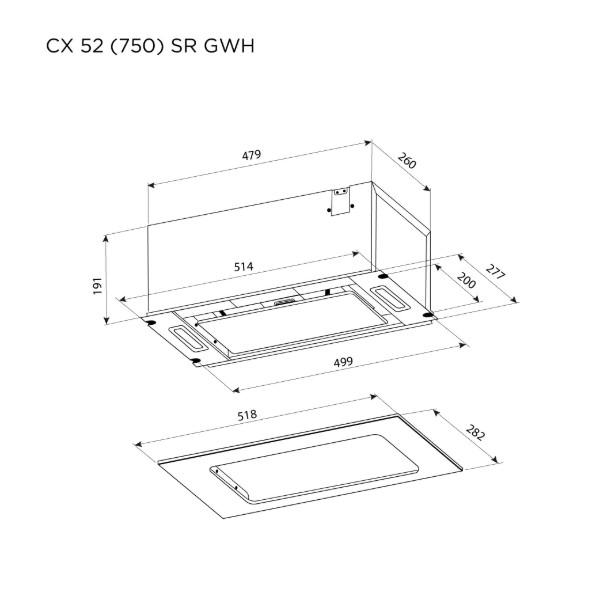 Фото - Вытяжка встраиваемая Pyramida CX 52 (750) SR GWH