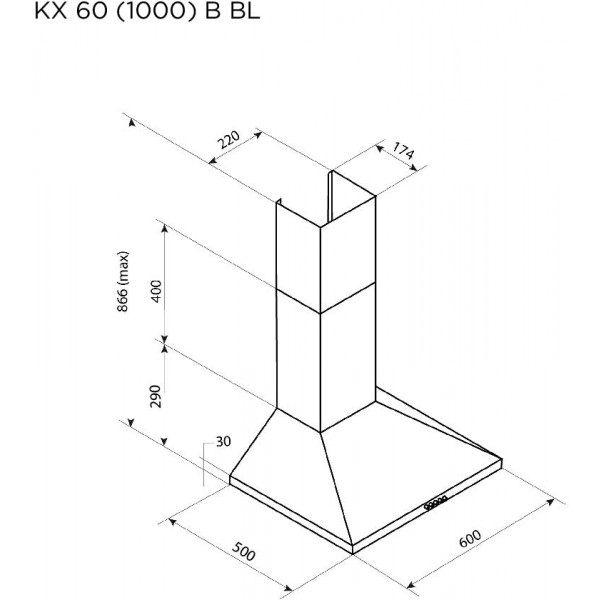 Фото - Вытяжка декоративная Pyramida KX 60 (1000) B BL