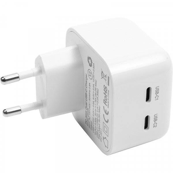 Фото - Мережевий зарядний пристрій Choetech 2x USB Type-C 35W PD3.0, Qc3.0 (Q5008)