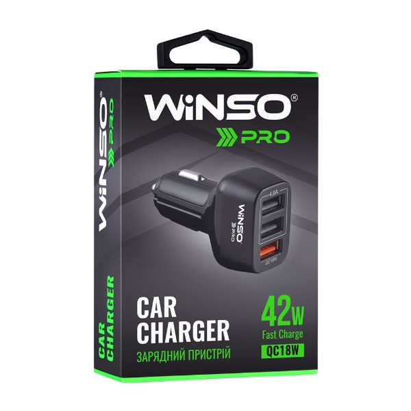 Фото - Автомобильное зарядное устройство Winso PRO 42W 3xUSB-A (222042)