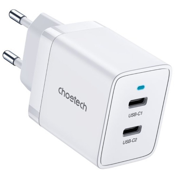 Фото - Сетевое зарядное устройство Choetech 2 USB-C 40W (Q5006-EU-WH)