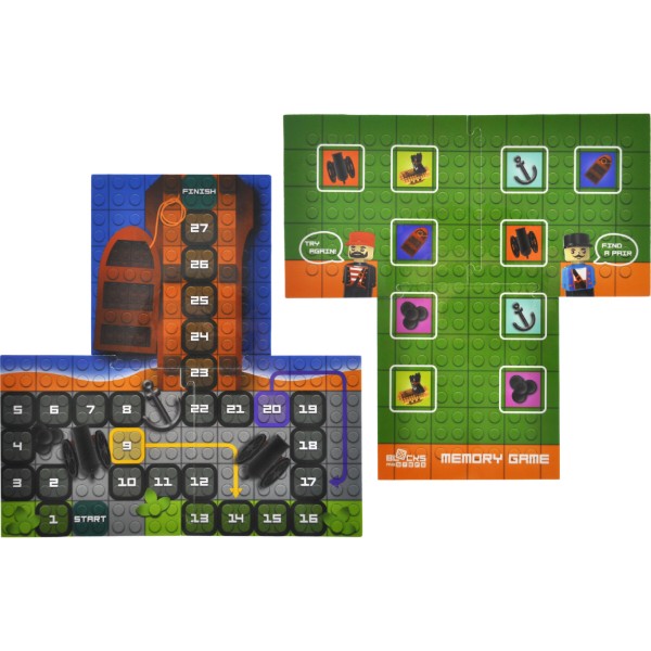 Фото - Пластиковый конструктор qbee Block&Steps: Пиратский корабль + ходилка и мемори игра 3в1, 41дет. (QB300-104)