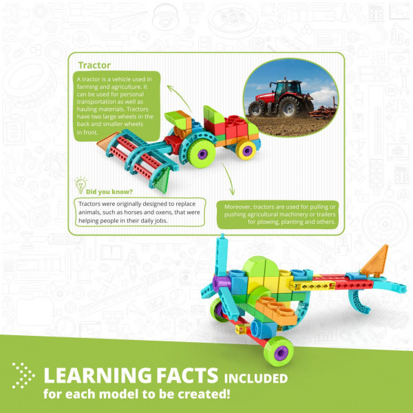 Фото - Пластиковий конструктор Engino Qboidz Фермерський трактор з 10 бонусними моделями (QB50)