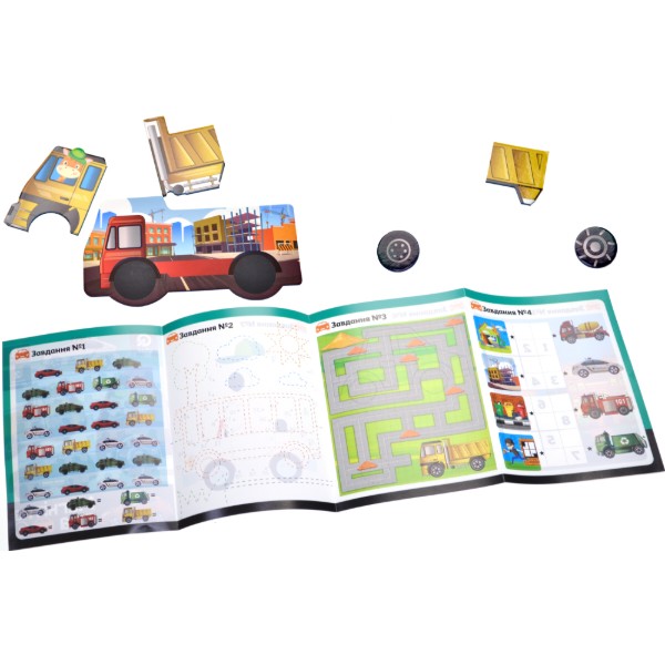 Фото - Настольная игра (3-4 года) qbee Транспорт, 48 магнитов, 2 основания-машинки (QB600-002)