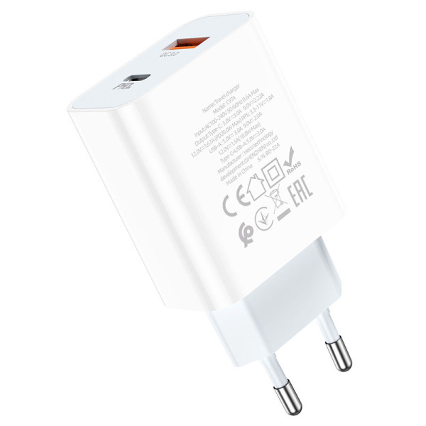 Фото - Сетевое зарядное устройство HOCO C97A PD20W+QC3.0 charger White (6931474766076)