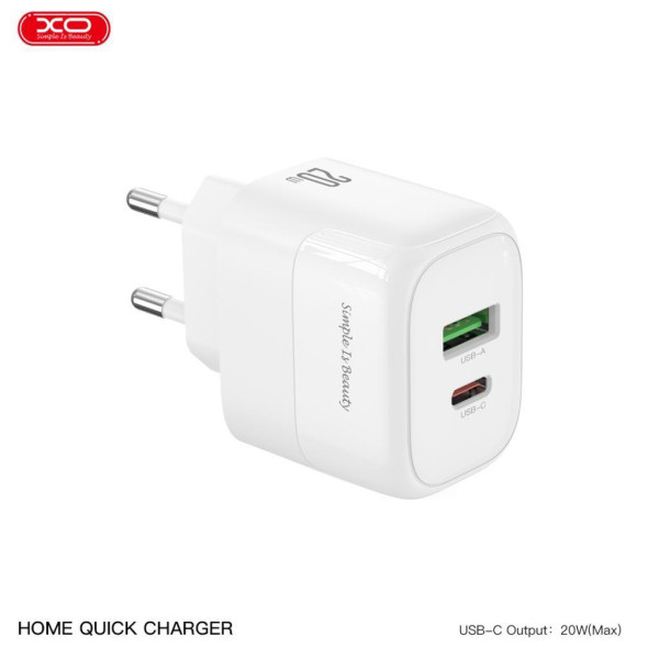 Фото - Мережевий зарядний пристрій XO PD20W/QC18W 1USB-A+1USB-C Fast Charging (XO-QC37)