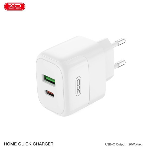 Фото - Сетевое зарядное устройство XO PD30W/QC18W 1USB-C+1USB-A fast charging (XO-QC16)