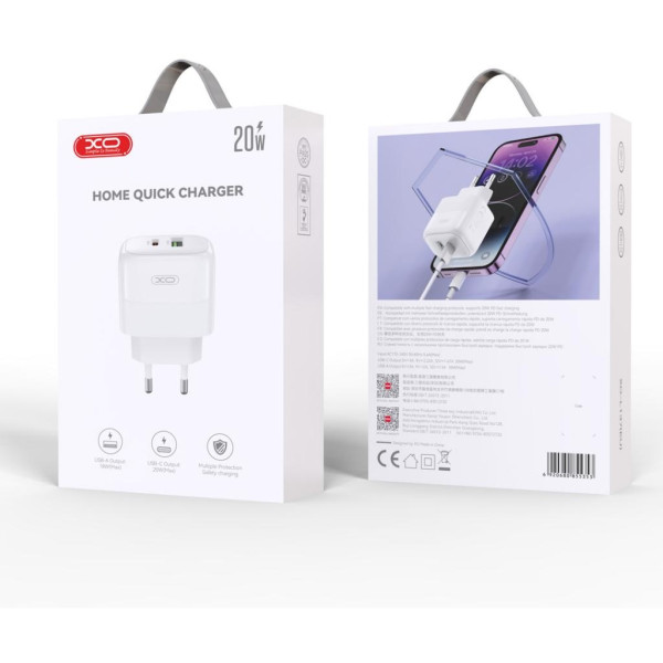 Фото - Мережевий зарядний пристрій XO PD20W/QC18W 1USB-A+1USB-C Fast Charging (XO-QC37)