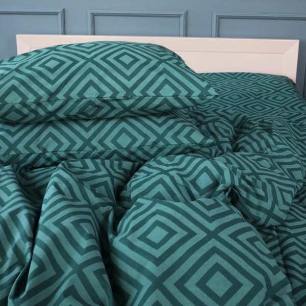 Фото - Комплект постельного белья MirSon Бязь 17-0622 Geometry Emerald 200х220 (2200008197773)