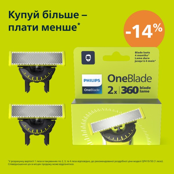 Фото - Змінні леза для тримера Philips OneBlade 360 QP420/50 (2 шт)