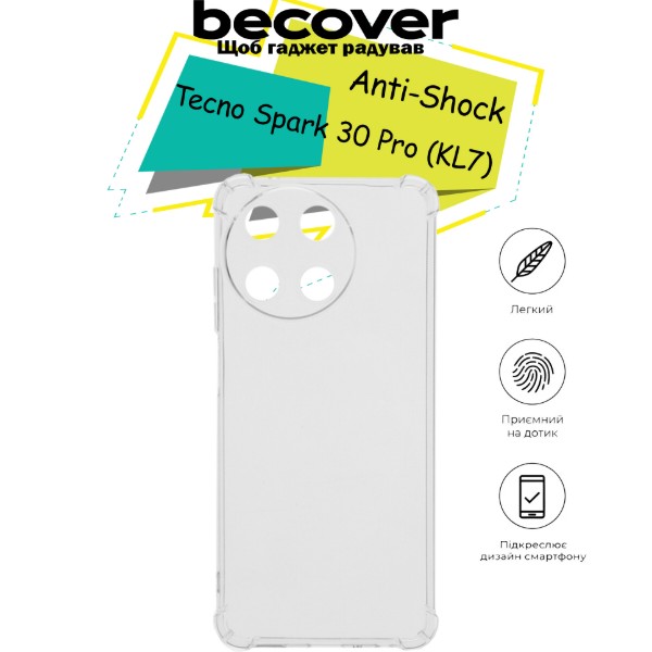 Фото - Чехол для смартфона BeCover Anti-Shock for Tecno Spark 30 Pro (KL7) Clear (713155)