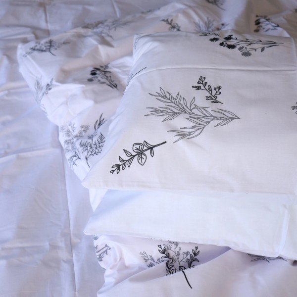 Фото - Комплект постільної білизни MirSon 200x220 см 17-0956 White Botanica Бязь (2200013182764)