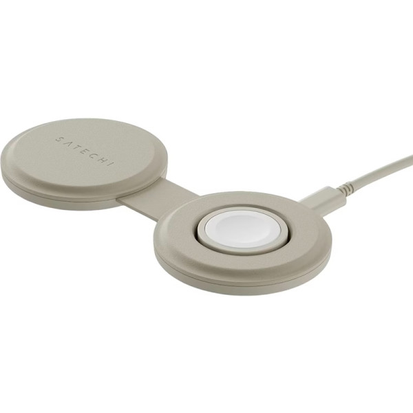 Фото - Бездротовий зарядний пристрій Satechi OntheGo 2-in-1 Wireless Charger Sand (ST-QTG21W)