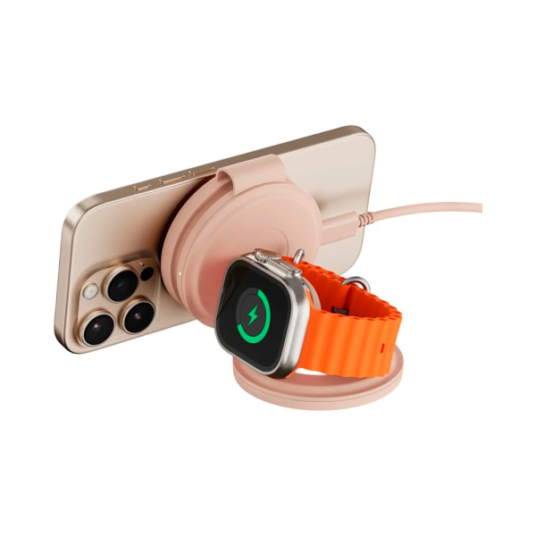 Фото - Бездротовий зарядний пристрій Satechi OntheGo 3-in-1 Wireless Charger Desert Rose (ST-QTG31R)