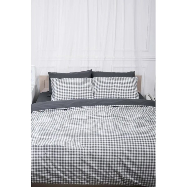 Фото - Пододеяльник двуспальный евро Moon&Star Ranforce Elite Gray Square King Size 220x240 см (MS-870000419)