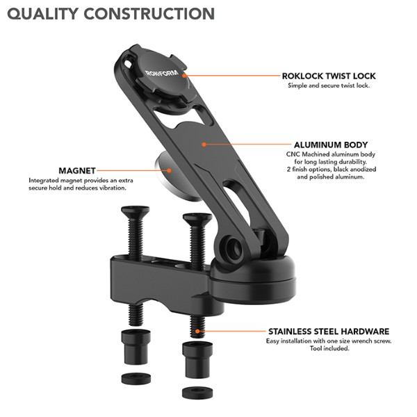 Фото - Тримач для мобільного пристрою Rokform Pro Serie Polished Alu Motorcycle Perch Mount (334201P-PA)