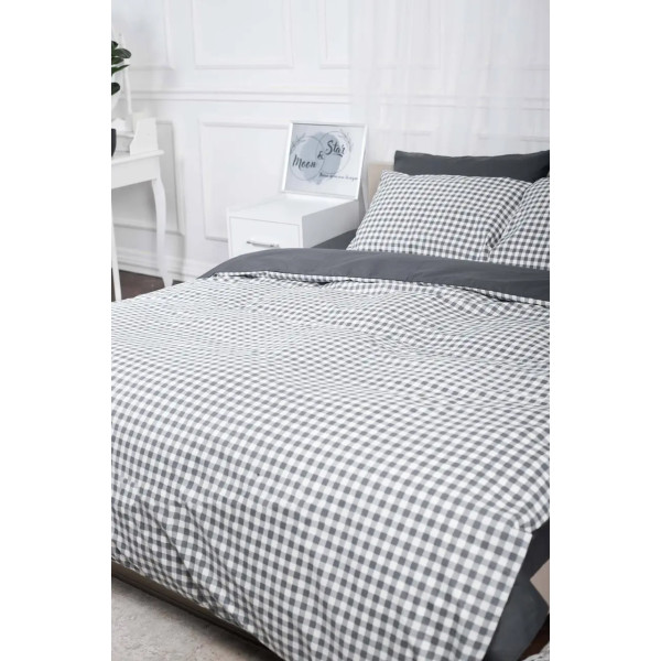 Фото - Підковдра двоспальна євро Moon&Star Ranforce Elite Gray Square 200x220 см (MS-870000418)