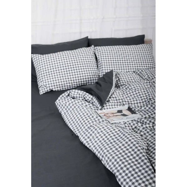 Фото - Пододеяльник двуспальный евро Moon&Star Ranforce Elite Gray Square King Size 220x240 см (MS-870000419)