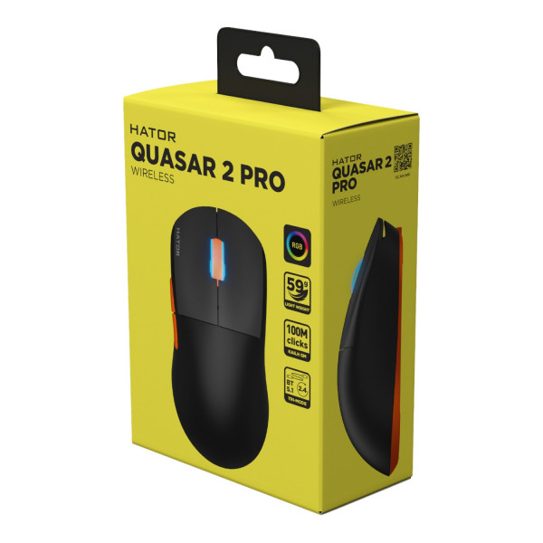 Фото - Мышь беспроводная игровая Hator Quasar 2 Pro Wireless/Bluetooth/USB Black-Orange (HTM560BO)