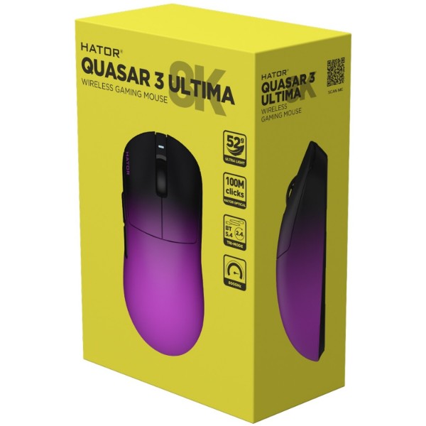 Фото - Миша бездротова ігрова Hator Quasar 3 ULTIMA 8K Wireless (HTM760) Black/Violet