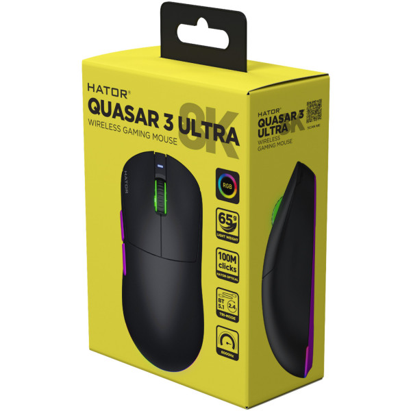 Фото - Уцінка - Миша бездротова ігрова Hator Quasar 3 ULTRA 8K Wireless (HTM770) Black