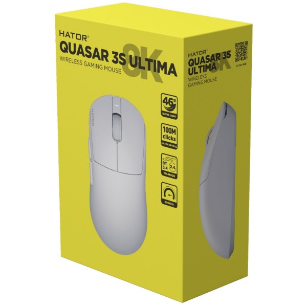 Фото - Миша бездротова ігрова Hator Quasar 3S ULTIMA 8K Wireless (HTM661) White