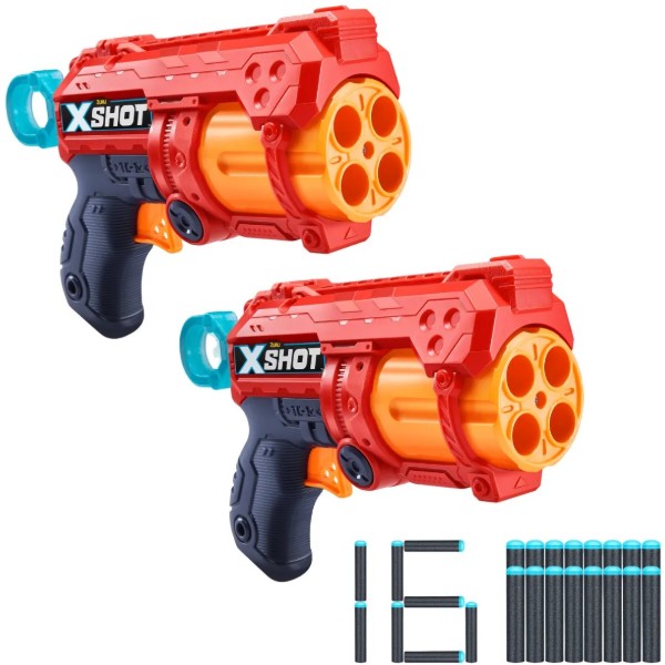 Фото - Бластер многозарядный ZURU X-Shot Red EXCEL FURY 4 2 PK (3 банки, 16 патронов) (36329R)