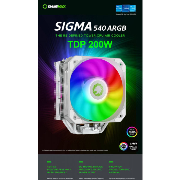 Фото - Процесорний кулер Gamemax Sigma 540 ARGB WH