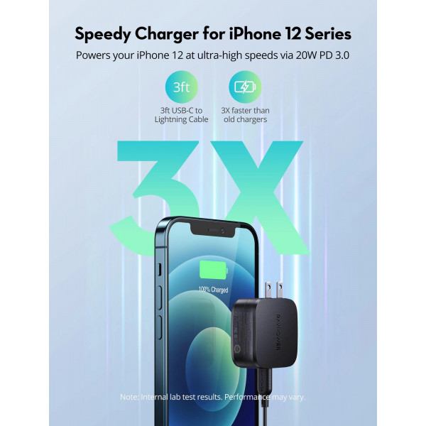 Фото - Сетевое зарядное устройство RavPower Charger 30W PD USB-C+USB-A Black (RP-PC144)