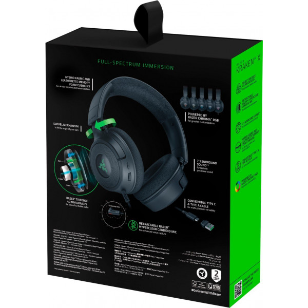 Фото - Гарнитура проводная игровая Razer Kraken V4 X (RZ04-05180100-R3M1)