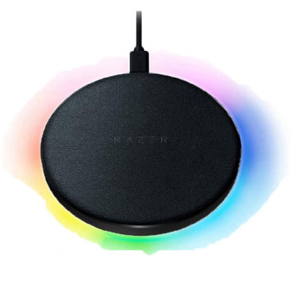 Фото - Бездротовий зарядний пристрій Razer Chroma Charging Pad 10W Fast WL Charger RGB Black (RC21-01600100-R371)