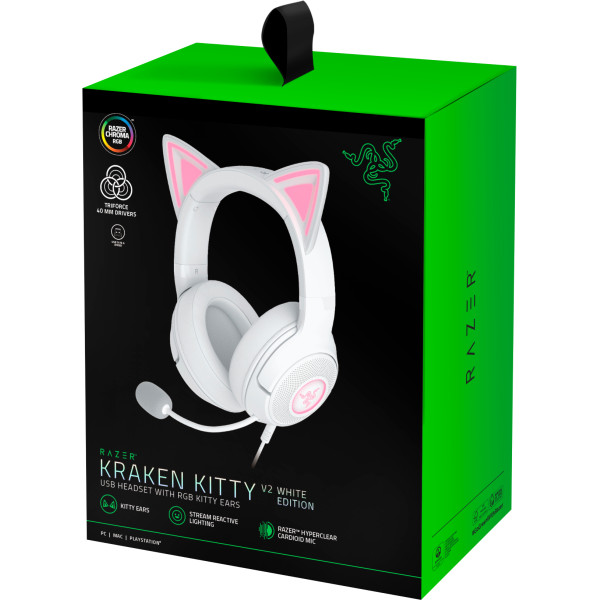 Фото - Гарнітура дротова ігрова Razer Kraken Kitty V2 White (RZ04-04730600-R3M1)