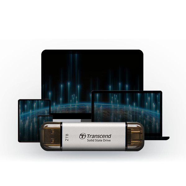 Фото - SSD-накопичувач зовнішній Transcend ESD310S 2TB USB Type-A/USB Type-C 3D NAND Silver (TS2TESD310S) External
