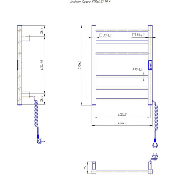 Фото - Рушникосушарка Ardesto Square-TR K (6.1.0700.06.BM)
