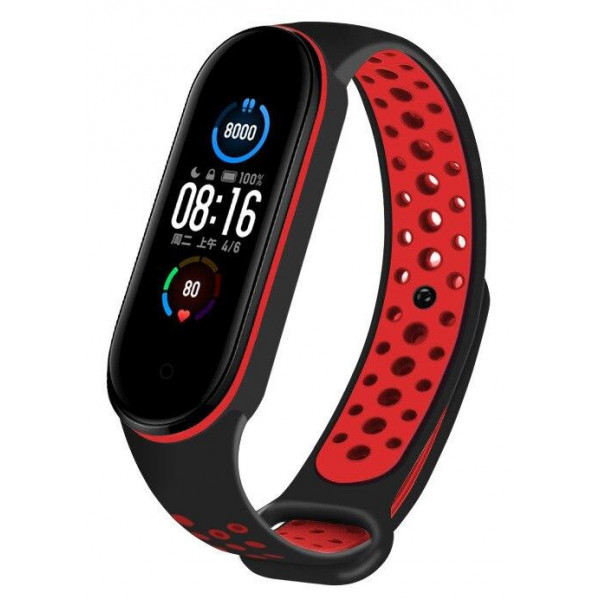 Фото - Ремешок для фитнес-браслета BeCover Vents Style for Xiaomi Mi Smart Band 7 Black-Red (710506)