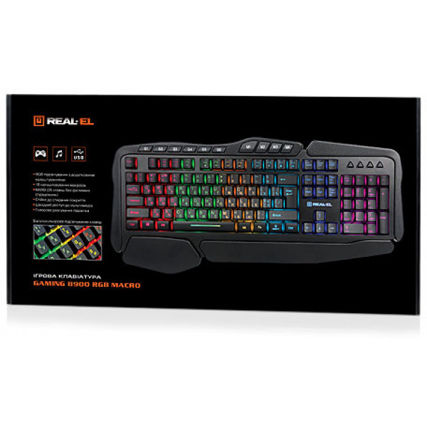 Фото - Клавиатура проводная игровая REAL-EL 8900 RGB Macro USB Black