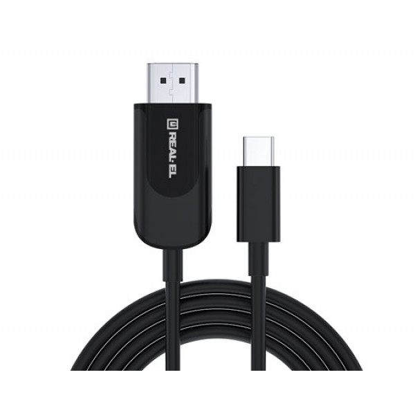 Фото - Кабель REAL-EL CHD-180 USB Type-C to HDMI 1.8m Black (EL123500044) Фото - Кабель REAL-EL CHD-180 USB Type-C to HDMI 1.8m Black (EL123500044)