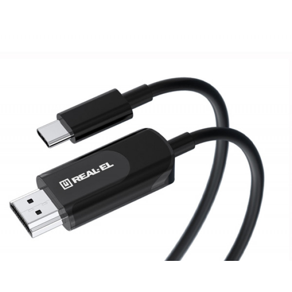 Фото - Кабель REAL-EL CHD-180 USB Type-C to HDMI 1.8m Black (EL123500044)