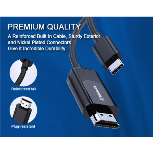 Фото - Кабель REAL-EL CHD-180 USB Type-C to HDMI 1.8m Black (EL123500044)