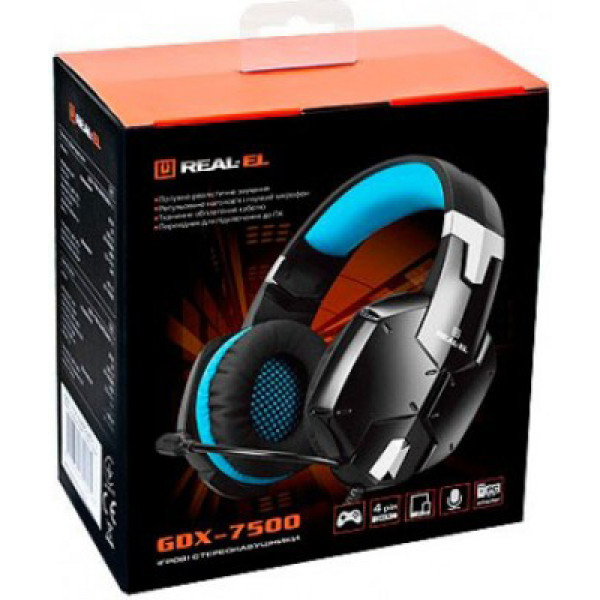 Фото - Гарнитура проводная игровая REAL-EL GDX-7500 Black-Blue
