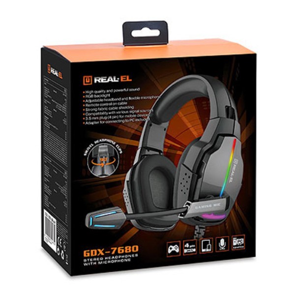 Фото - Гарнітура дротова ігрова REAL-EL GDX-7680 Black