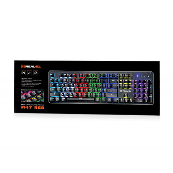 Фото - Клавиатура проводная игровая REAL-EL M47 RGB USB Black
