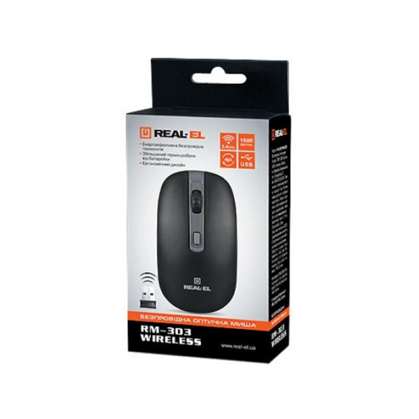 Фото - Миша бездротова REAL-EL RM-303 Black-Grey USB